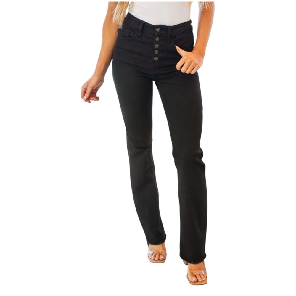 Judy Blue Harriet‎ High Rise Button Fly Bootcut Jeans Black Women’s Size 32